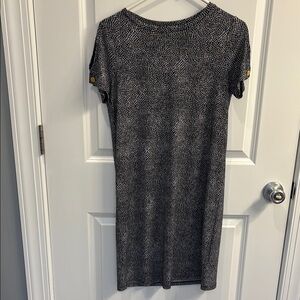 Michael Kors Gray Sheath Mini Dress Crew Neck Short Sleeve